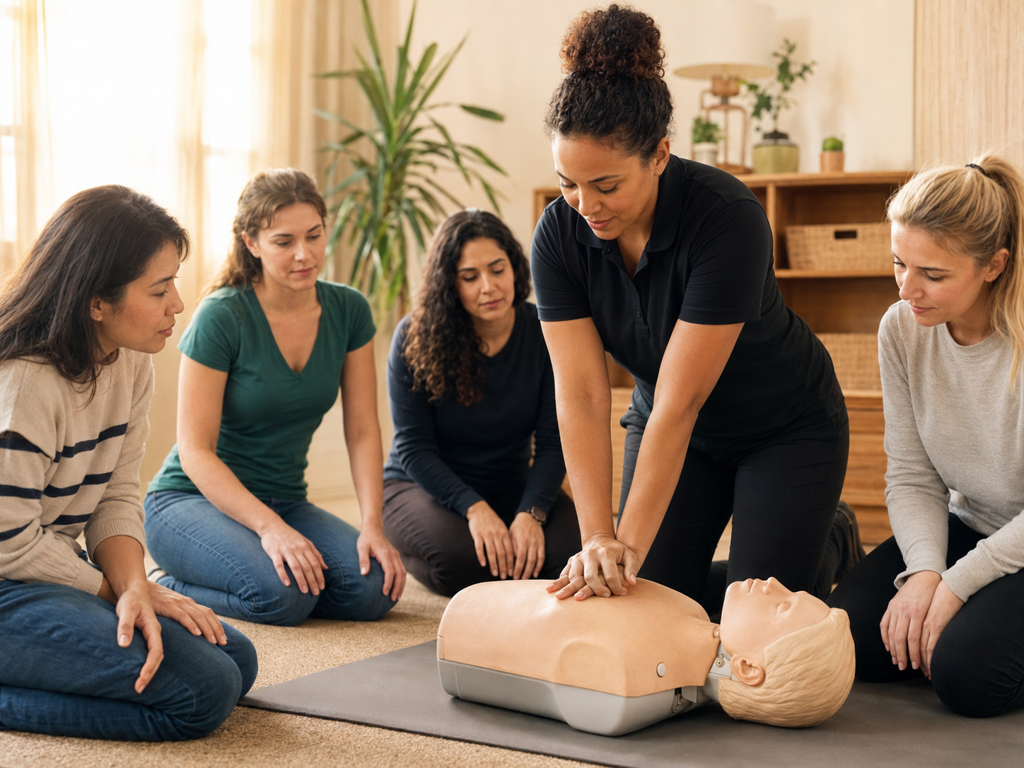 Instructor teaching hands-on CPR